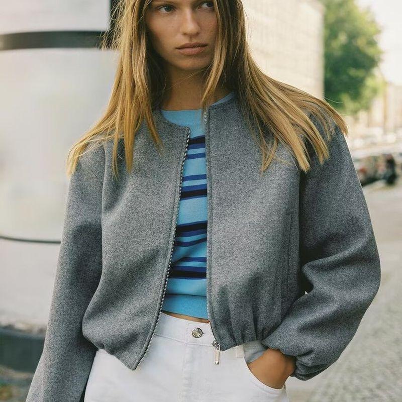 Za Autumn and Winter New Arrivals Women's Clothing Zr European and American Style Fashionable Versatile Soft Bomber Jacket Coat 3046264