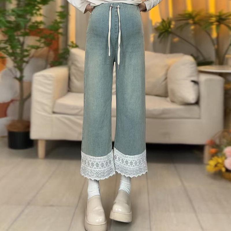 

2025 High-Quality Fashion Lace Maternity Jeans: Stretchable and Stylish for Spring/Autumn 2XL світло-синій колір
