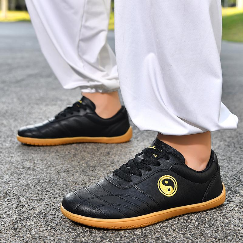 Tai Chi Shoes With Soft Leather Cow Tendon Sole Suitable Both Men Women Wear-resistant Competition Activities Martial Arts Practicing Men's