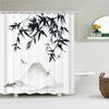 Waterproof Polyester Fabric Shower Curtain Japanese-style Waves Samurai Landscape 3d Printing Bathroom Decor Shower Curtains