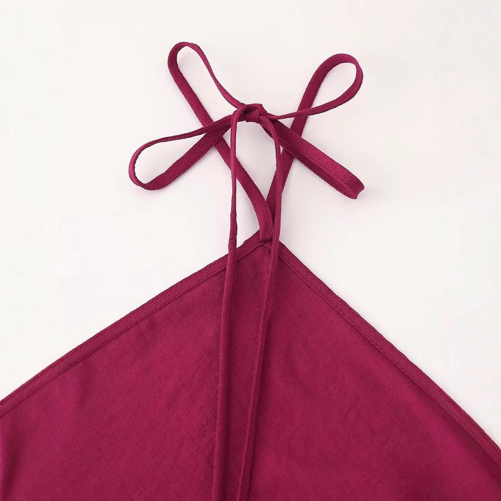 Rochie halter simplă de damă, stil european și american, primăvara 2025, bumbac-in subțire