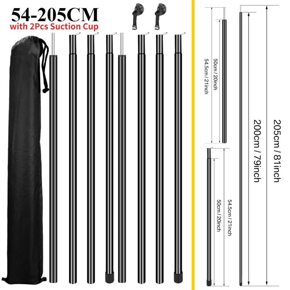 Car Tent Telescopic Pole with 2/4Pc Suction Cup Adjustable Aluminium Alloy Tent Rods for Trailor Hiking Camping Awning Shelters