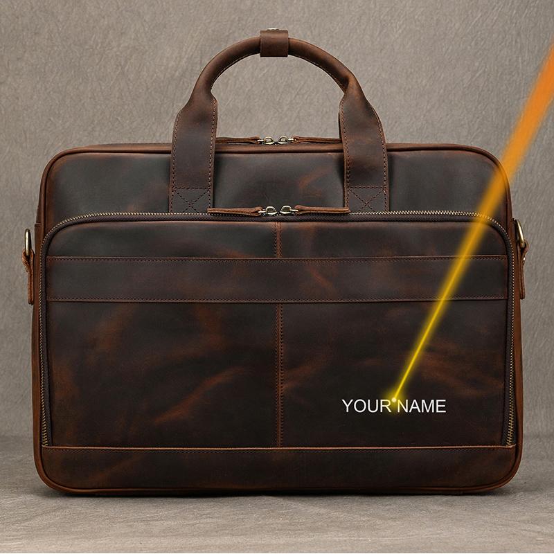 Retro Laptop Briefcase Bag Genuine Leather Handbags Casual 15.6" Business Bag Daily Working Tote Bags Men Male Bag for Documents