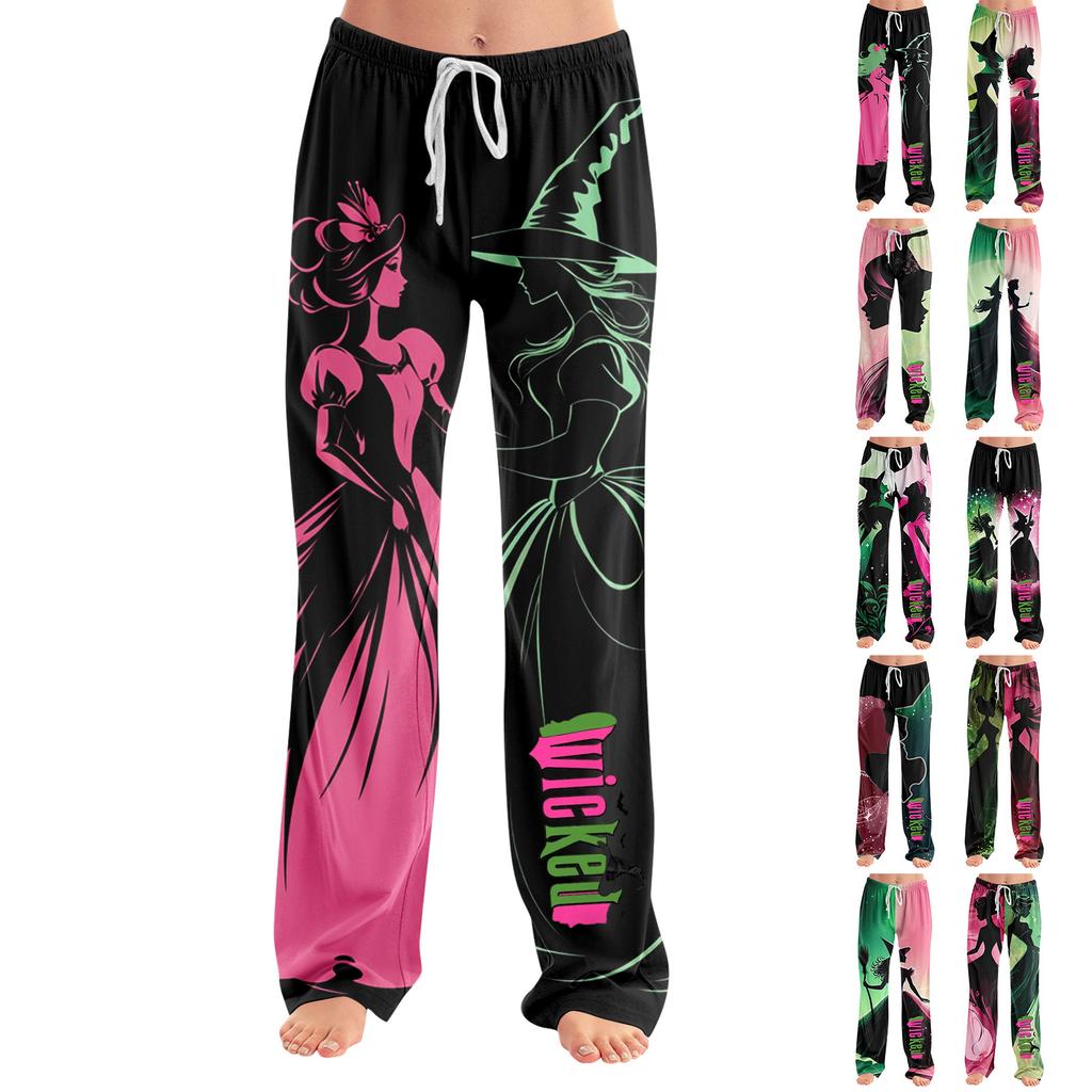 Damen Pyjamahose Nachtwäsche Lässige Hose mit Kordelzug und elastischer Taille Bequeme gerade lockere Yogahose