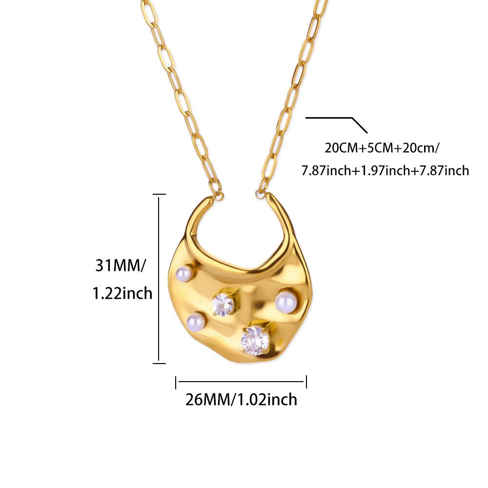 Stainless Steel Zircon Imitation Pearl Necklaces For Women Gold Color Geometric Pendant Necklace Wedding Birthday Luxury Jewelry