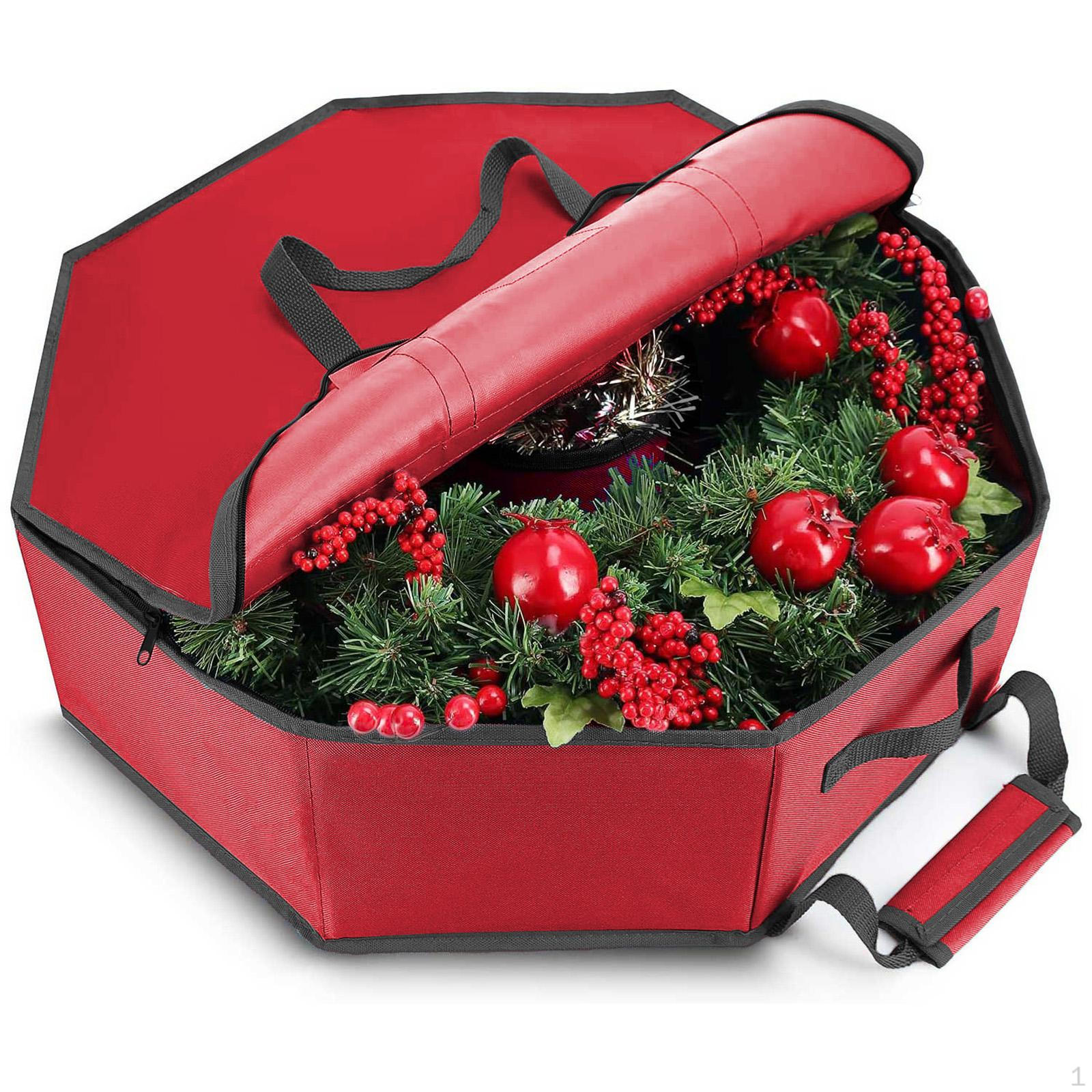 

Christmas Wreath Storage Bag Garland Carry Case with Handle Decorative Double Zipper Large 24
