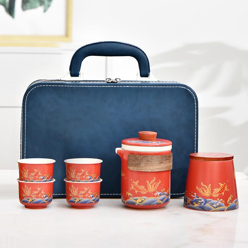 Creative Ceramic Kung Fu Travel Tea Set Portable Kuaike Cup Company Business Gift Box