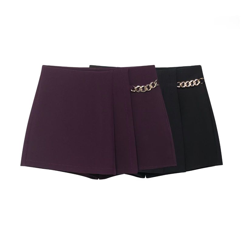 Kaslead New Women clothes Western Style Fashion Chain Wide Pleat Casual Shorts 1478270