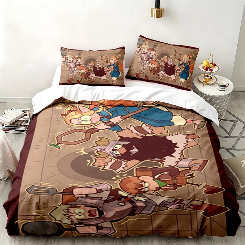 Delicious in Dungeon 3pc set Perfect for bedroom use Comfortable bedding set includes a duvet cover and two pillowcases Ideal birthday or Christmas gi