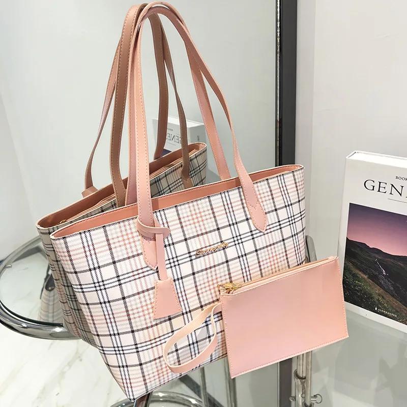 Grid Printed Handbag  New Women's Handbag Large Capacity Shoulder Bag Women's Korean Version New Shopping Bag
