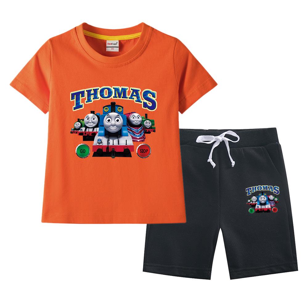 Thomas Kids Boys' 2023 Cotton Summer Set: Short Sleeve T-shirt & Capris 2-Piece