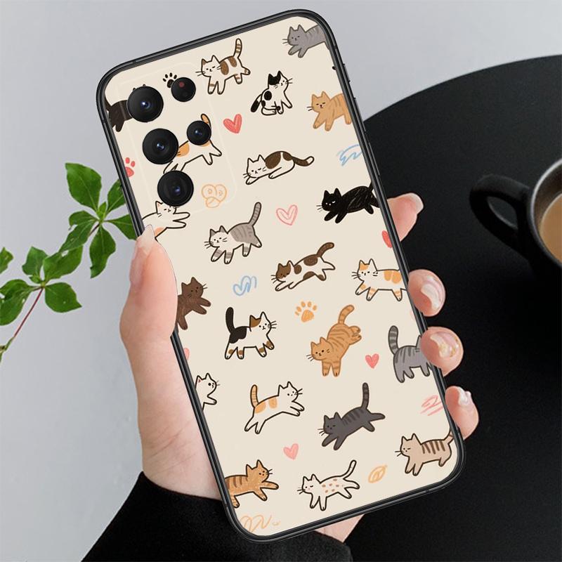 Phone Case For Samsung A55 A16 A56 A36 A35 A15 A53 A54 A33 A34 A25 A05S A52 A52S A14 A26 A71 Cartoon Black Cats