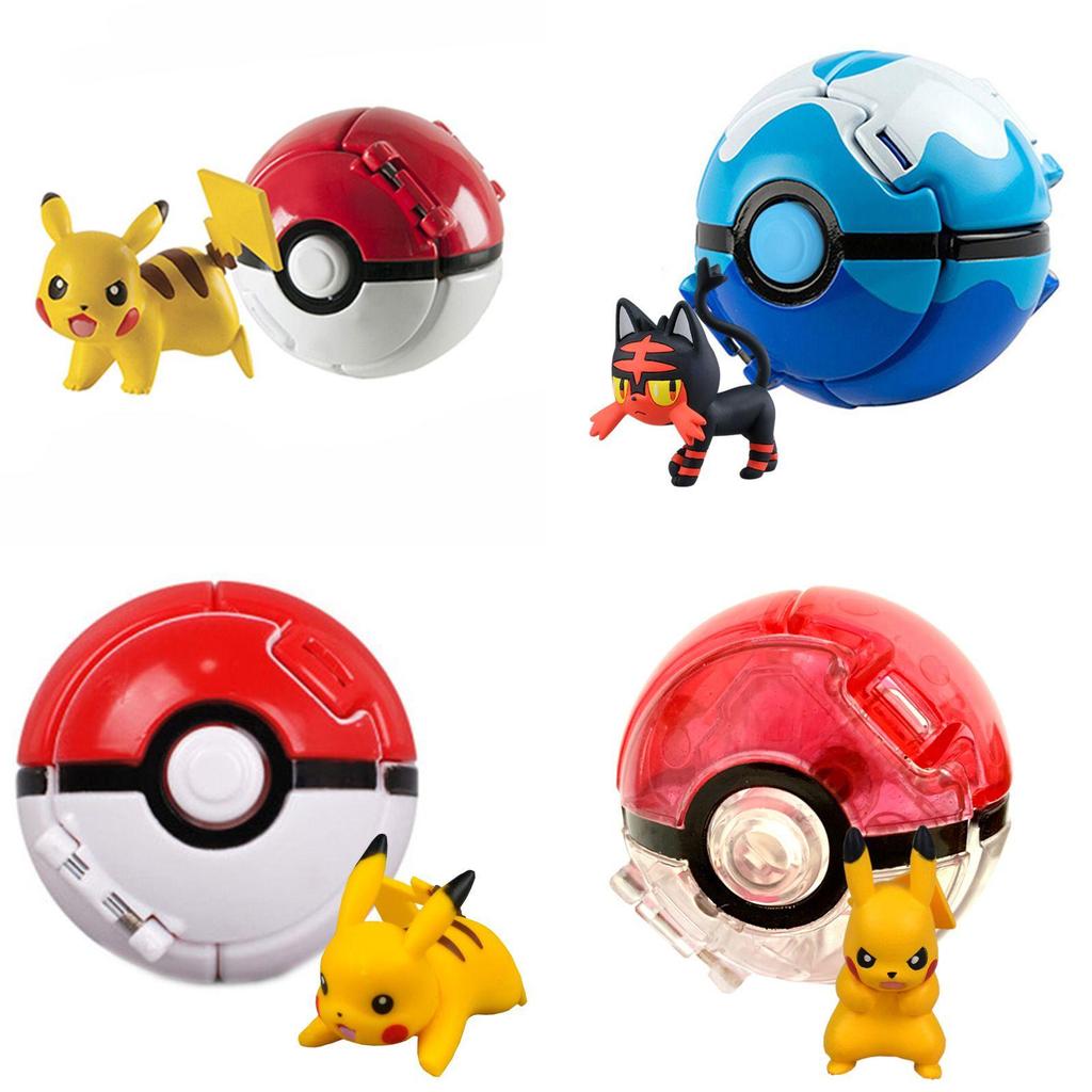 Pokemon Poke Ball Elf Figure Model Toy Pikachu Charmander Litten Rockruff Game Anime Figure