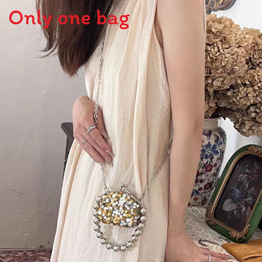 Acrylic Mini Box Bag With Chain Strap And Sequin Embellishments For Casual Travel