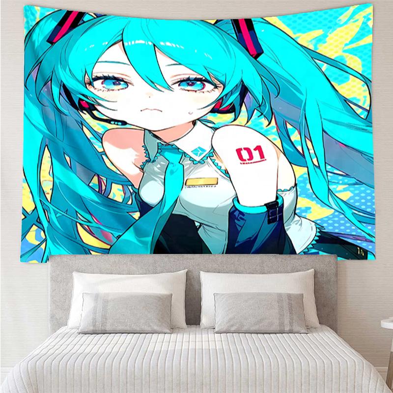 Hatsune Miku Tapestry for Bedroom Aesthetic Classroom Tapestries Wall Hanging for Living Room Dorm Office,Ideal Creative Gift