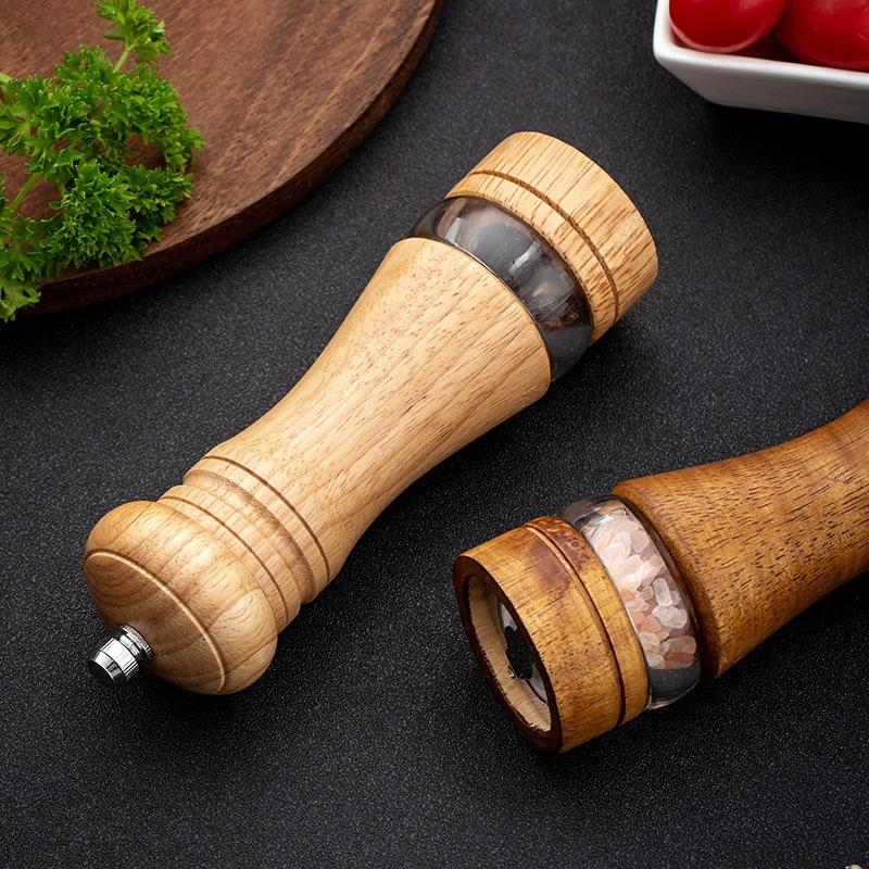 6 Inch Manual pepper grinder wood acrylic ceramic core pepper seasoning grinding bottle