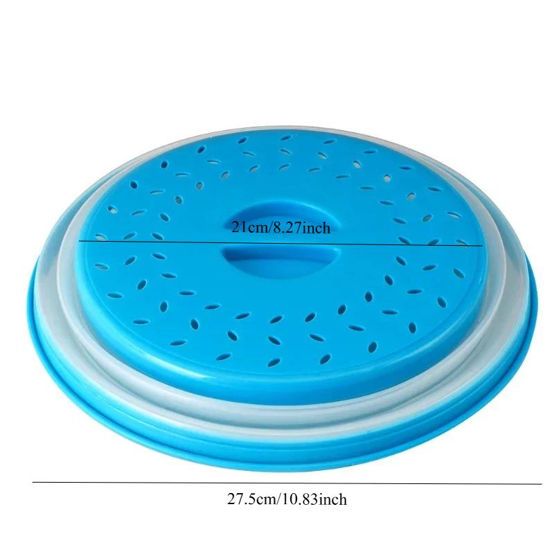 Microwave Splatter Cover Collapsible Food Plate Cover Drainer Basket Microwave Heating Splash-proof Cover Kitchen Cooking Lid