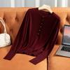 Simple and Decent Half-open Round Neck Design All-wool Pullover Wool Sweater Women's Versatile and Thin Casual Simple Knitting