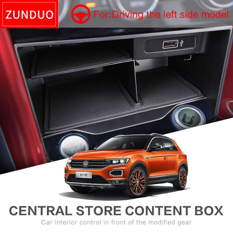 ZUNDUO Car Central Storage Box For T-ROC 2017-2021 TROC T ROC Storage Console Tidying Container Organizers Auto Tray T-ROC BOX