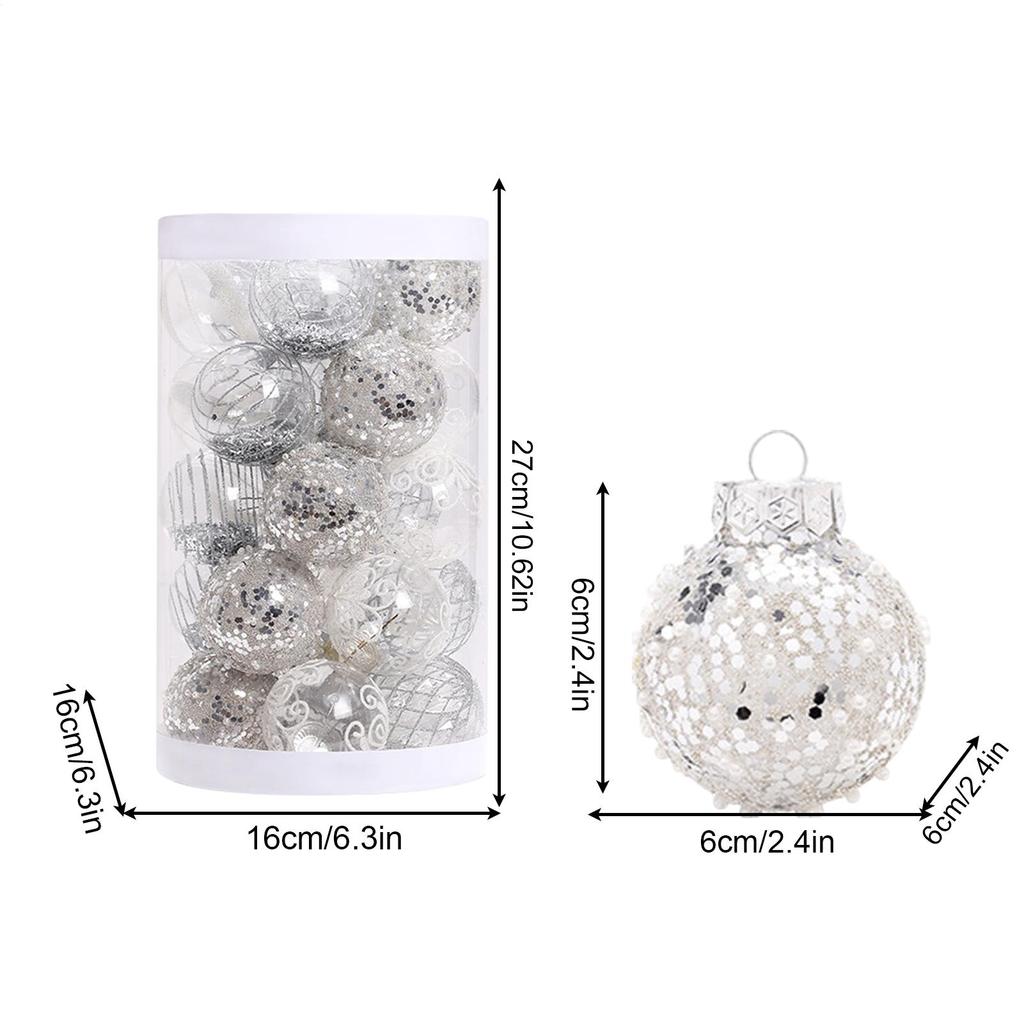 Christmas Balls 2.4 Inch Baubles Pendants 25 Piece Kit Shatterproof Christmas Ornaments Set For Tree Wedding Engagement Holiday