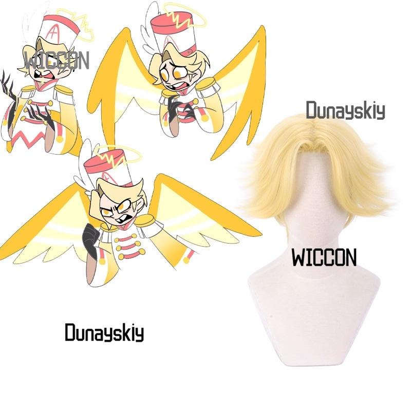 Hazbin Abel Neue Cosplay-Perücke Goldene Gespaltene Kurze Haare Perücke Cool Damen Herren Party Täglich Fans Geschenke Karneval Halloween