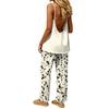 Women's Sleeveless Backless Top and Elastic Waist Pants Set, Color Loungewear