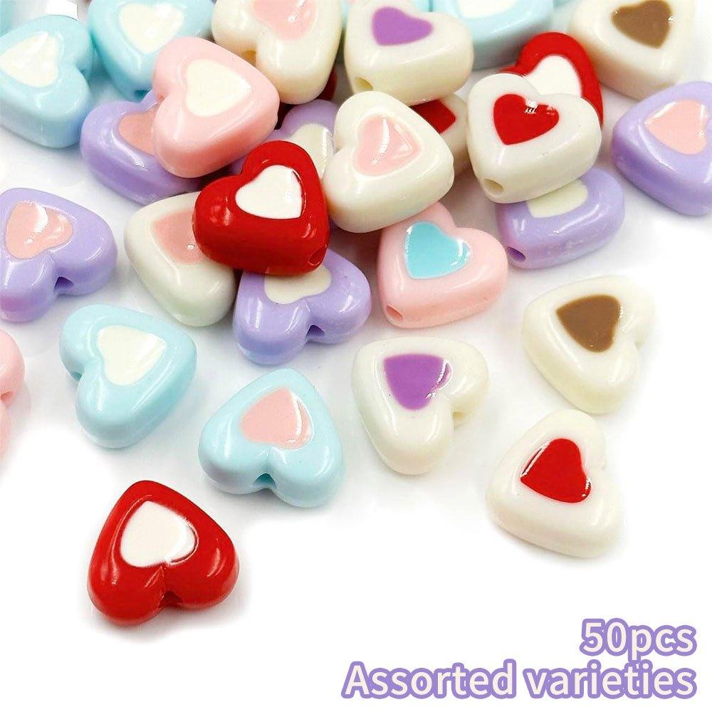 16/30/50pcs Acrylic Love Decoration Beads Fashion Interval Beads Craft Beads DIY Bracelet Necklace Earrings Keychain