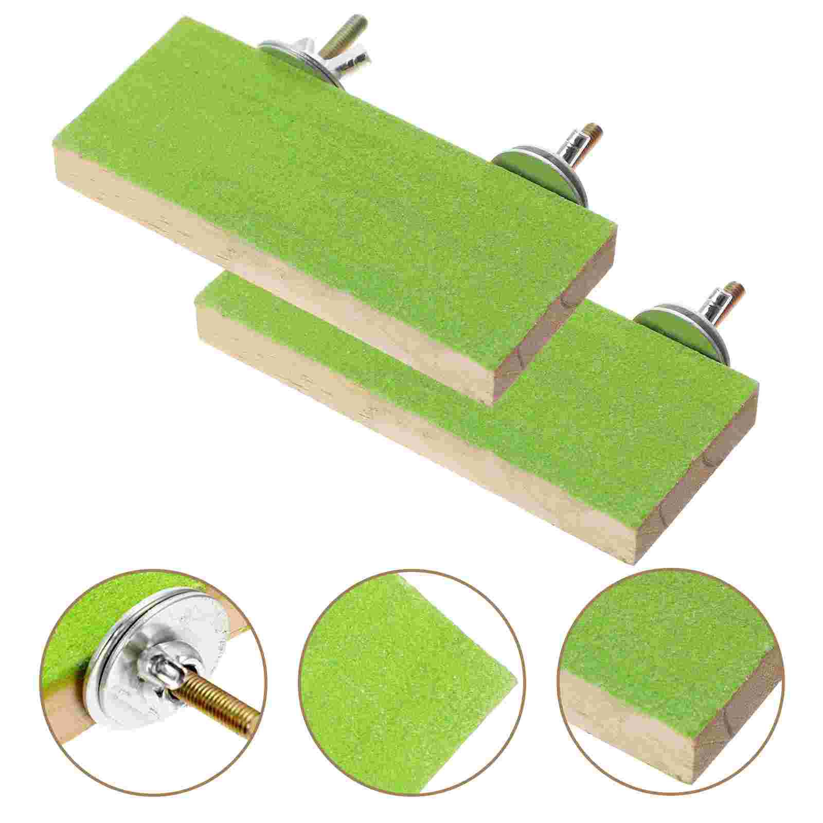 

2 Pcs Pet Rest Station Bird Toys Interesting Parrot Stand Bed for Cage Platform Wooden Supply 9x4cm зелёный