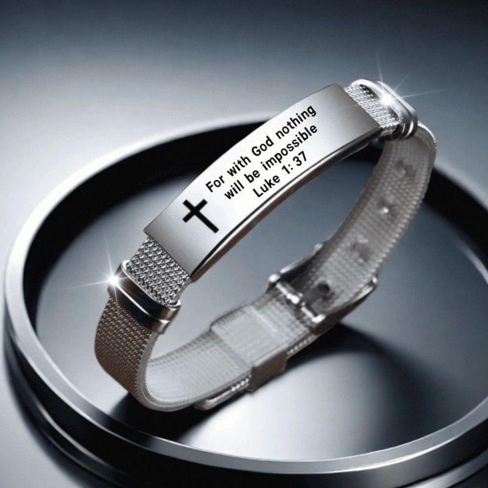 Adjustable Inspirational Quotes Braclets Stainless Steel/PVC Bible Verse Bracelet  Faith Gifts