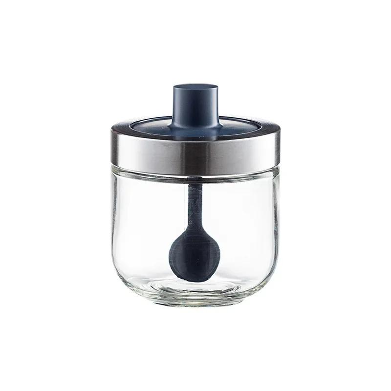 Outils d'assaisonnement, Combinaison de pots à épices, Couvercle cuillère intégré, Verre, Fournitures de cuisine, Salière, Bouteille à huile, Pot à assaisonnement