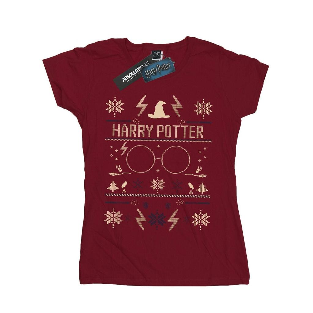 HARRY POTTER Womens/Ladies Christmas Pattern Cotton T-Shirt