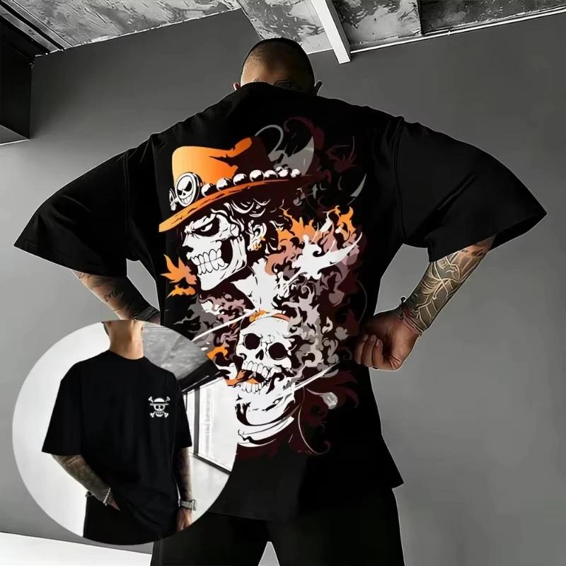 ONE PIECE Portgas · D · Ace Unisex Pure Cotton T-shirt 2026 Summer Anime Print Fashion Vintage Casual Short Sleeved Top