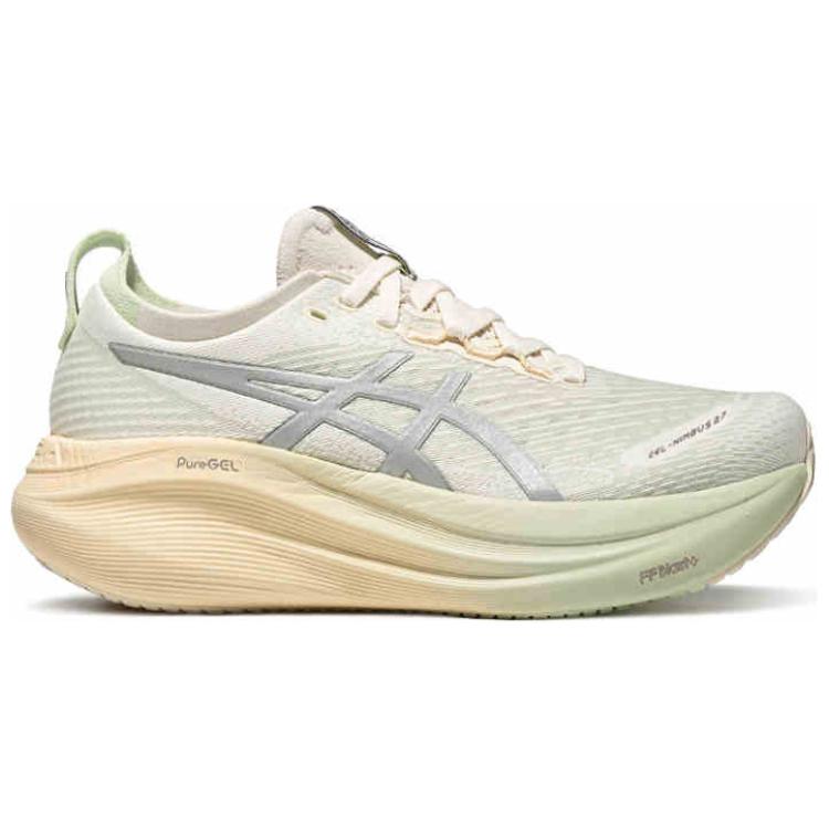 New Asics GEL NIMBUS 27 Abrasion Resistant Breathable Low Top Long Distance Running Shoes Women's Milk White 1012B874-100