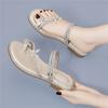 INS Internet celebrity cool slippers women's casual small fragrant style new flat-bottomed beach rhinestone toe sandals outer wear