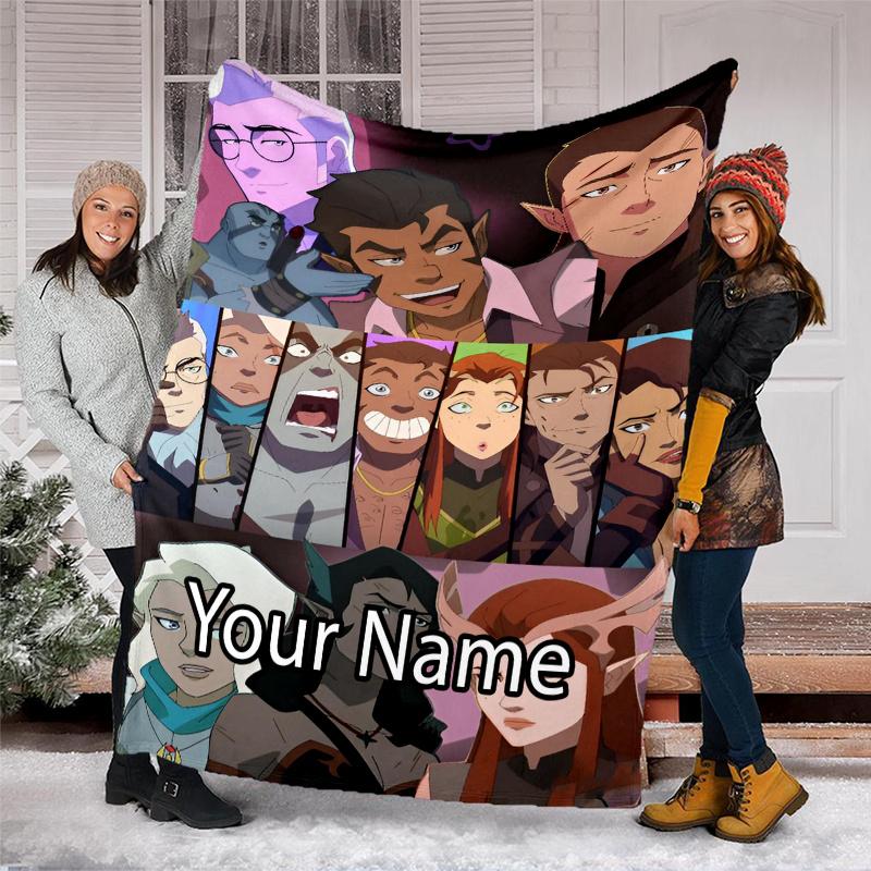 Custom Name Vox Machina Theme Printed Blanket - Perfect for Couch, Bed, Travel & Outdoor Use | Machine Washable, Cozy & Durable.
