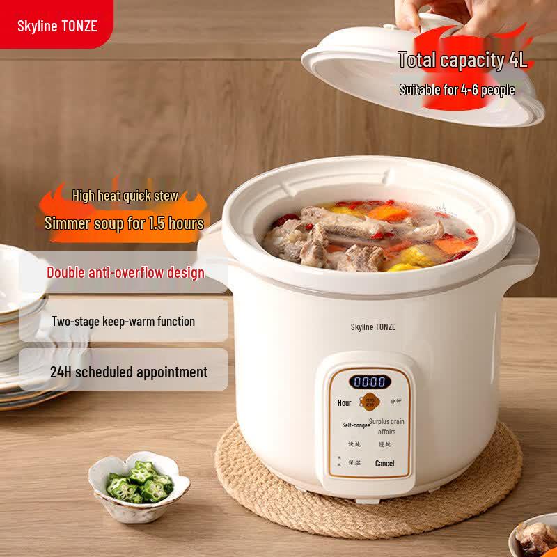 TONZE Electric Stew Pot with Ceramic Liner CN plug (adapter included)