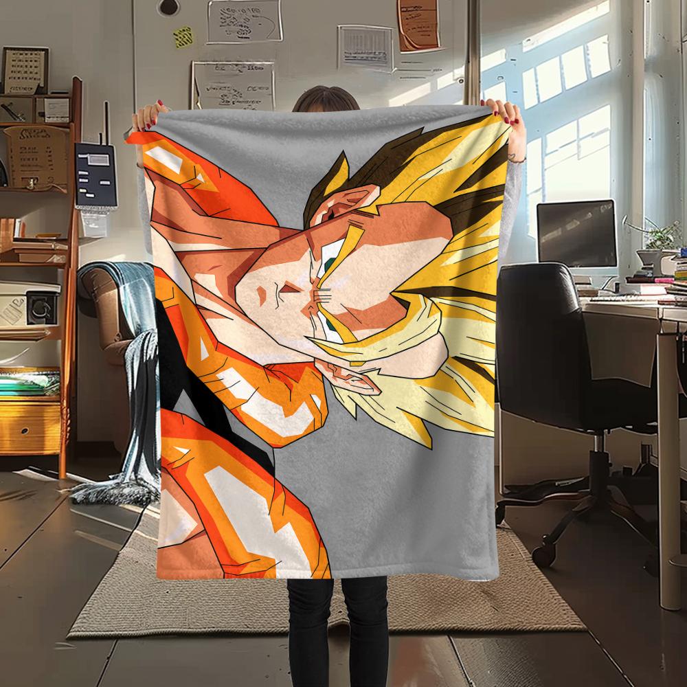 Dragon Ball Charaktere Druck Flanelldecke, Hohe Qualität, Bequem für Alle Jahreszeiten, Heimdekoration, Wärme und Komfort, Perfekt für Weihnachtsgeschenke
