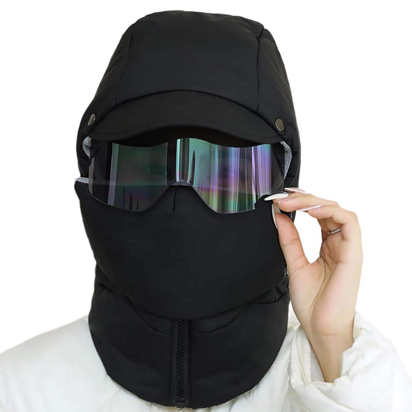 

Маска для лыж с полной защитой и очками, ветрозащитные маски для лица, утепленная шапка-ушанка для катания на лыжах, сноуборде, велоспорта чёрный