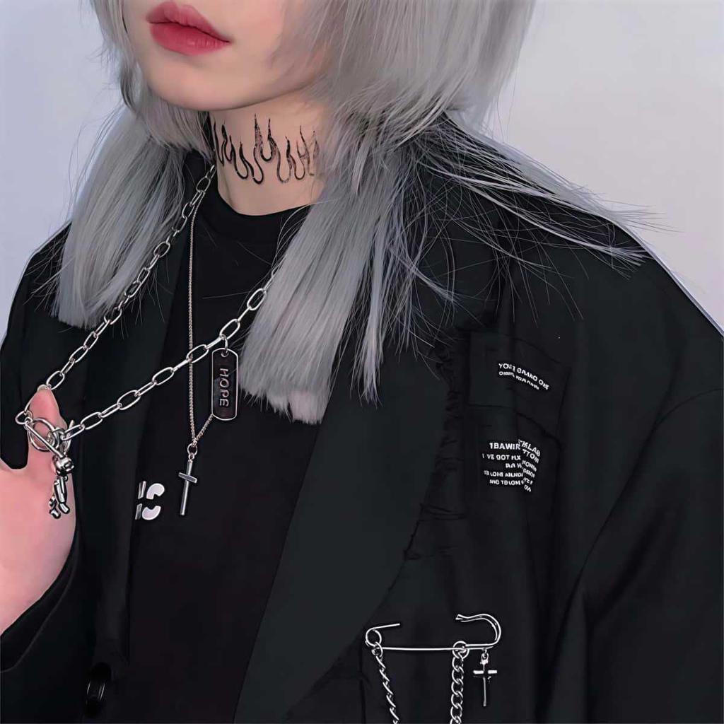 European & American Minimalist Cross Layered Necklace with Movable Rabbit Pendant - Unisex Trendy Sweater Chain