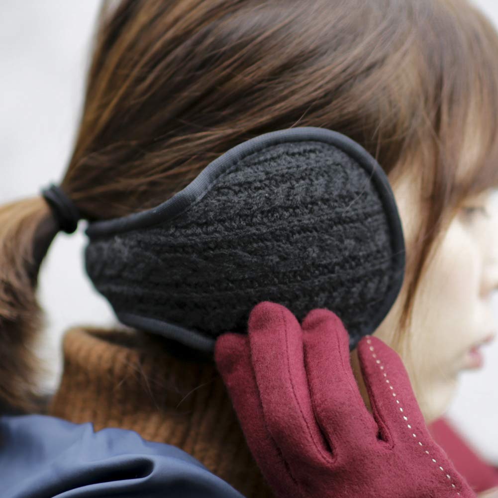 DeWears Microboa Compact Back Adjustable Cold Weather and Alan Black Earmuffs, Arm, Foldable, Size, Protection, Men's Women's, Winter, 002,