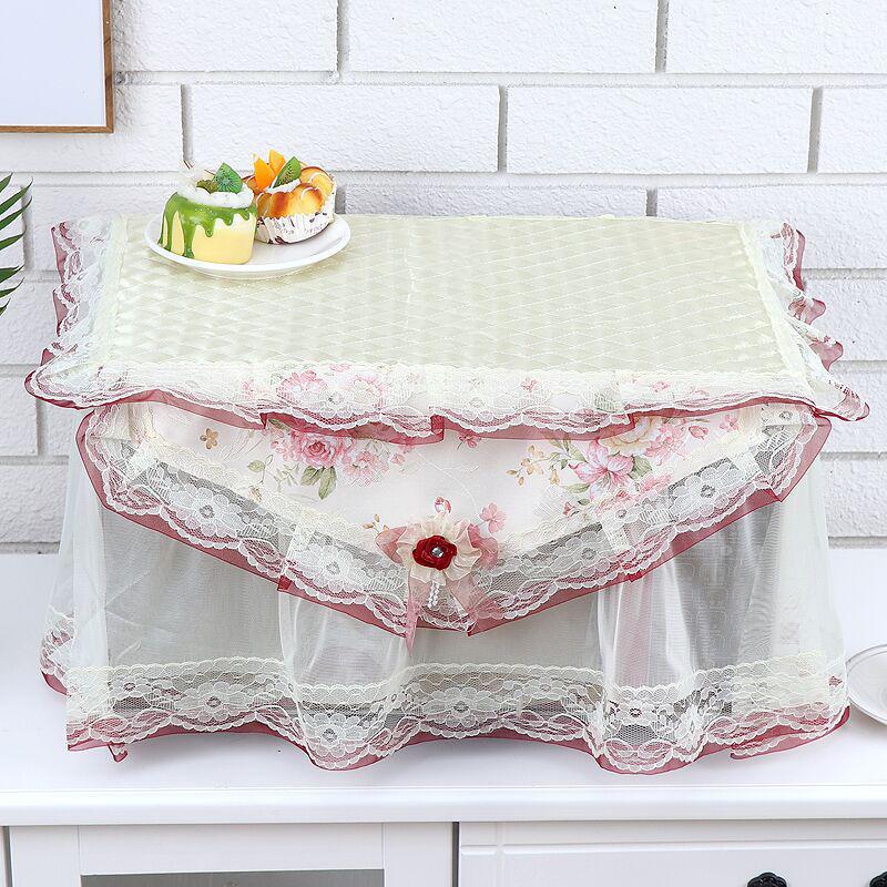 Universal Microwave Oven Cover Lace Oil Dust Proof Cover Embroidered Cute Cartoon Printed Electric Oven Cloth Kitchen Supplies