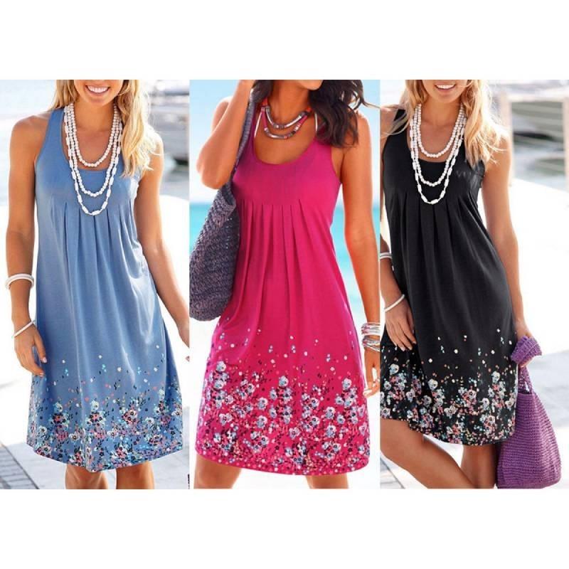 Urban Chic Sleeveless Floral Print Loose Fit Midi Dress Polyester Blend