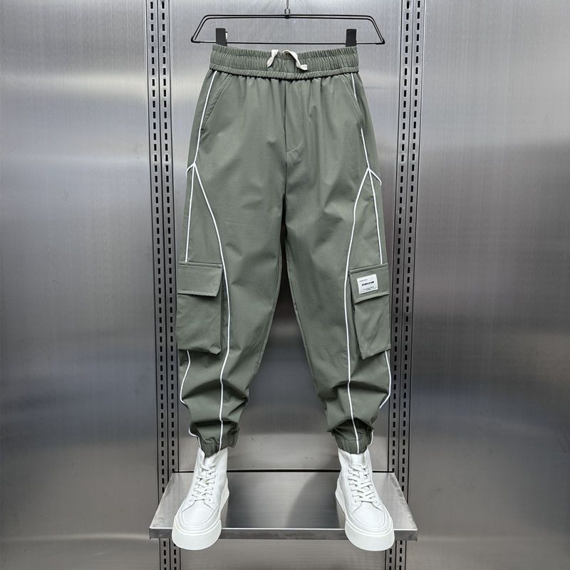 

Autumn Men s Overalls, Korean Version of All-match Sports Pants, Stitching Large Pockets, Quick-drying Harem Casual Pants XXXL