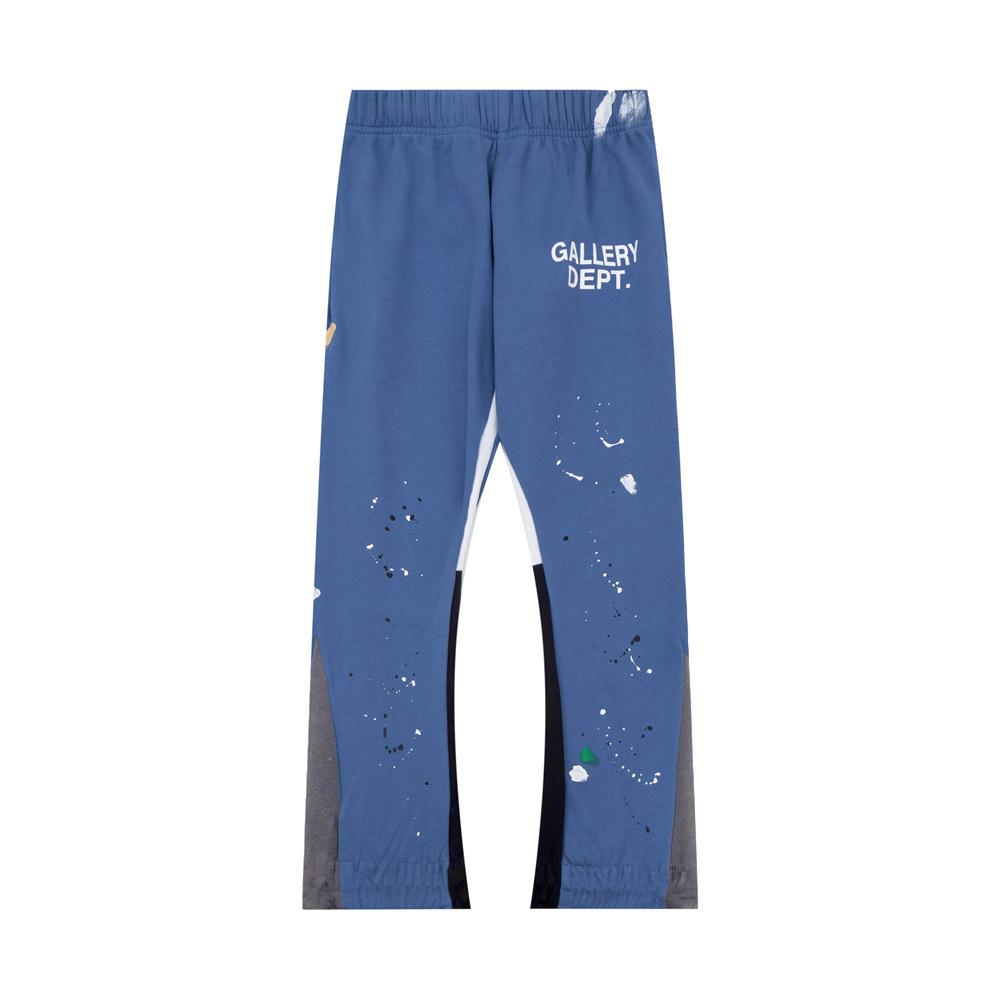 Gallery Dept Pantalon de survêtement décontracté style high street à cordon de serrage, splicing à éclaboussures d'encre peint à la main, légèrement tiré, pantalon de sport ample pour hommes et femmes