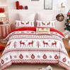 Christmas 3-piece Set With Red Reindeer Snowflake Pattern decoration, Soft ultra-fine Fiber Bedding Set