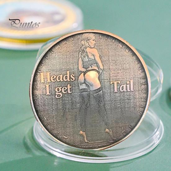 Adult Love Challenge Mynt Sexy Heads And Tails Mynt Dobbeltsidige voksen Mynt Hoder Jeg får hale og haler Jeg får Head Lucky Token Prank Gift for Men