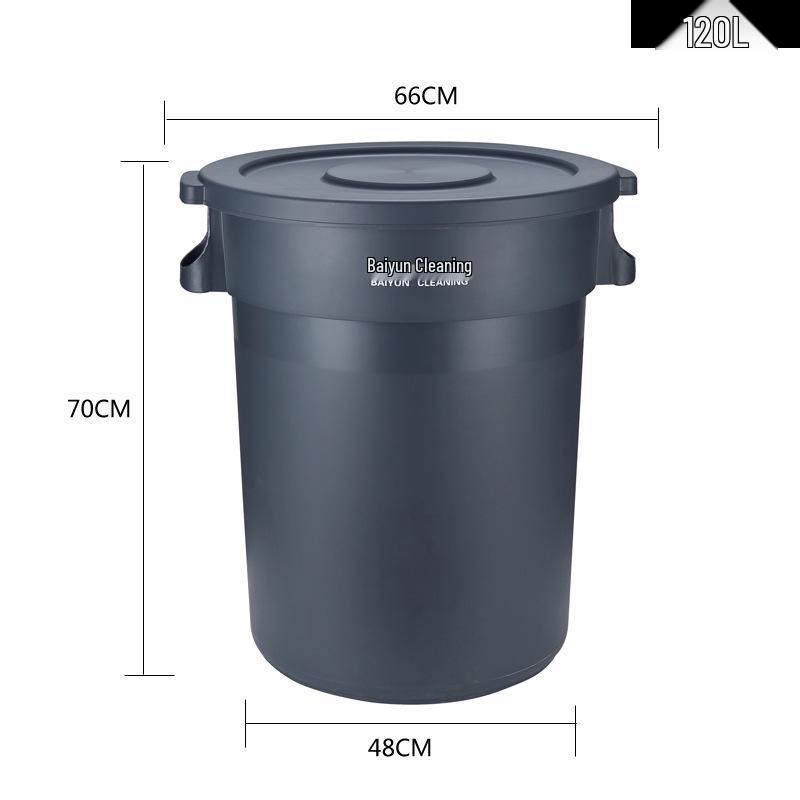 Large Round Wheeled Trash Can with Lid for Outdoor or Kitchen Use