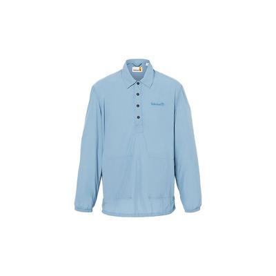 Solid Logo Half-Zip Long Sleeve Shirt Men Shirts Blue A68B1-DJ5