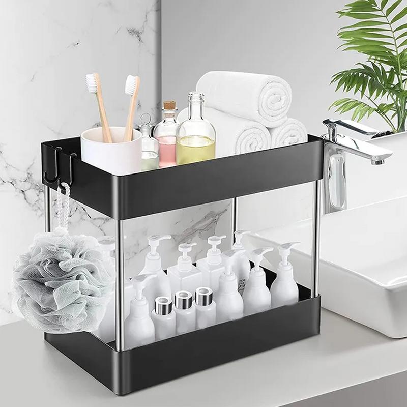 Under Bathroom Sink Organizer 2 Tier Under Bathroom Cabinet Organizer Multi-Purpose Storage Shelf for Sinks Kitchen Cabinet