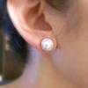Huitan Simple and Classic Simulated Pearl Stud Earrings for Women Luxury Inlaid Cubic Zirconia Elegant Versatile Female Jewelry